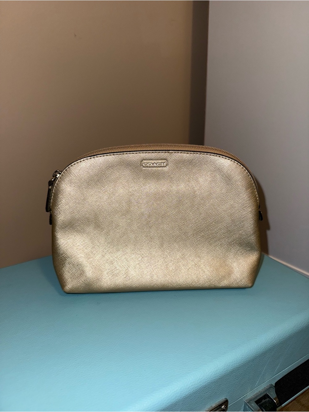 Coach Metallic Gold Cosmetic Pouch